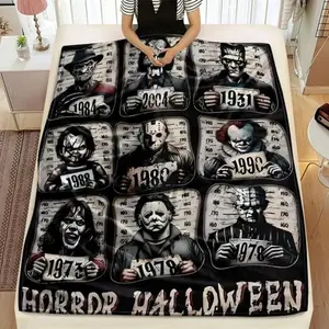 Horror Halloween Character Blanket, Horror Icons Blankets for Men Women, Fleece Blankets for Couch Sofa Bed Bedroom Chair Decor Halloween Decorations Blanket, Young Adults Men Women Boy Girl Gift