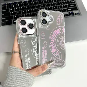 Gothic cross iPhone 17 Case Mirror Pattern PhoneCasesfor iPhone11-17 Pro Max Stylish ShockproofCover,Aesthetic Gift Made in USA.iphone 17/16 case/17promaxcase/14 case/13 case