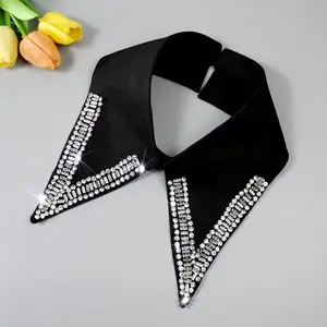 V-Shaped Retro Classical Design Scarf 100% Polyester Machine Washable with Sparkling Rhinestone Embellishments for All Seasons