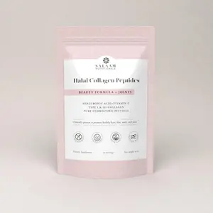 Salaam Nutritionals Pure Halal Hydrolyzed Collagen Peptides Powder Type 1 & 3 with Vitamin C & Hyaluronic Acid Non GMO for Joint & Skin Support
