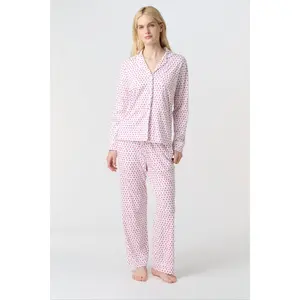 Hearts Long Sleeve Polo Pajamas