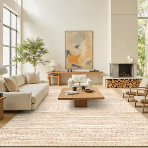 Art&Tuft Moroccan Contemporary Machine Washable Area Rug - Non-Slip, Low-Pile, Foldable Soft Indoor Carpet, Home Accessories, Rugs for Living Room, Bedroom House Decor