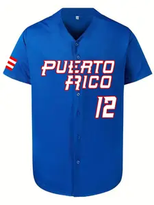 Men's #12 Baseball Jersey Puerto Rico World Game Classic Baseball Shirt Stitched Sports Jersey