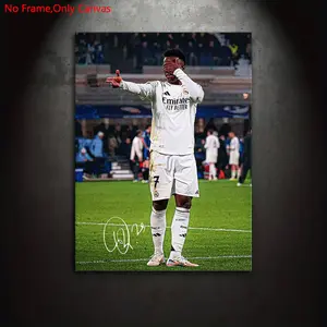 1 piece/set frameless canvas painting print poster, Print Design, Artwork, classic realistic style art, Vinícius Júnior celebrating a goal, gift for football culture enthusiasts, gift for home wall decoration, Athlete wall decor