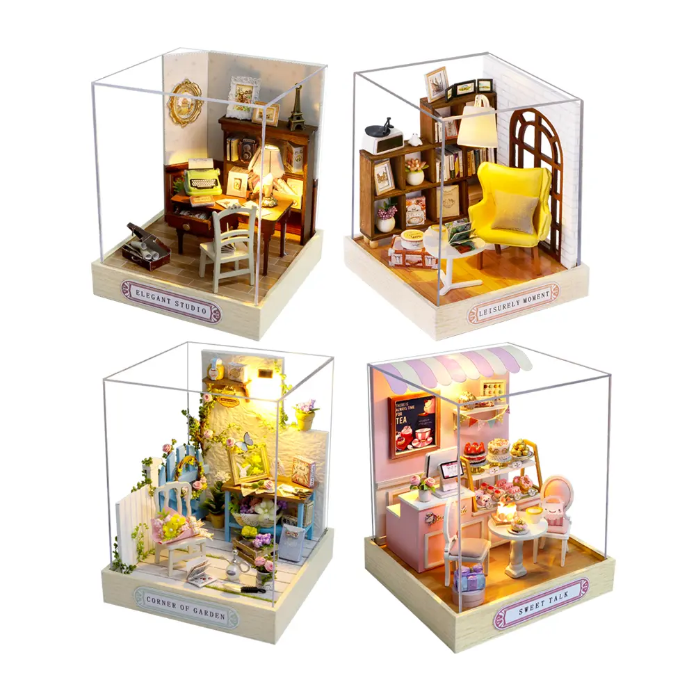 1PC Unisex DIY 3D Miniature Dollhouse Craft, Charming Bookshelf Room Decor, Safe PVC-Free Living Room Tabletop Ornament & Holiday Gift (Excluding Tools, Glue, Batteries)