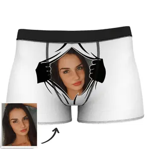 Personalized Boxer with Girlfriends Face for Men – Funny Valentine Gift, Custom Photo Underwear from Girlfriend or Wife, Men Underwear Gift Idea