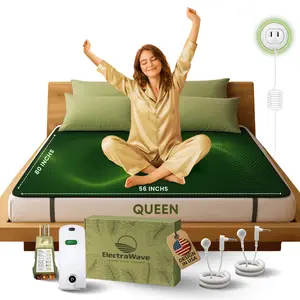 ElectraWave Grounding Bed Mat Queen Size Earth Connected Conductive Carbon Leatherette Mattress Cover Pad for Better Sleep Relieve Pain Reduce Inflammation