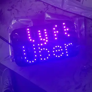 USB LED Light Sign for Drivers, Taxi Car Led Sign with Suction Cups Dimmer On Window, Sign Car LED Decal, Bright Lights Sign Car Accessories Suitable for All Cars (Powder Blue)