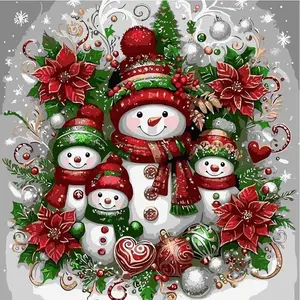 5D DIY Full Drill Round Diamond Painting - Diamond Art Craft Kit Snowman, Christmas Flowers, Ornaments Mosaic, Canvas - DIY Decorative Painting, Home Wall Decor, Suitable for Halloween and Christmas, Birthday and Anniversary Gifts, Diamond Painting Kits