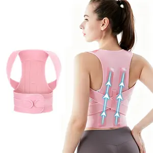 Unisex Adjustable Back Brace Posture Corrector, Breathable Mesh Comfort Full Back Support Belt, Ideal for Daily Office, Travel & Fitness Ergonomic Back Saver Pink
