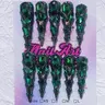 Delicatething Y2K Style Long Stiletto Pointed Nails, Handmade Press On Gem Silver Color Glitter Design, Gemstone Accent, Nail Art Diy, Perfect for Parties & Dates, Best Gift for Girls! Glitter Decorative Nails
