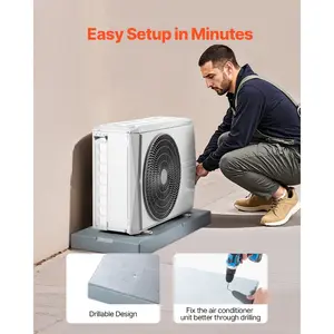 VEVOR Mini Split Pad, for 9000-36000BTU Ductless Air Conditioner Heat Pump Systems, 38x 18x 3 inch Plastic Outdoor Condenser Equipment Anti-Vibration Pads for Heat Pump System, Max Load 400 lbs