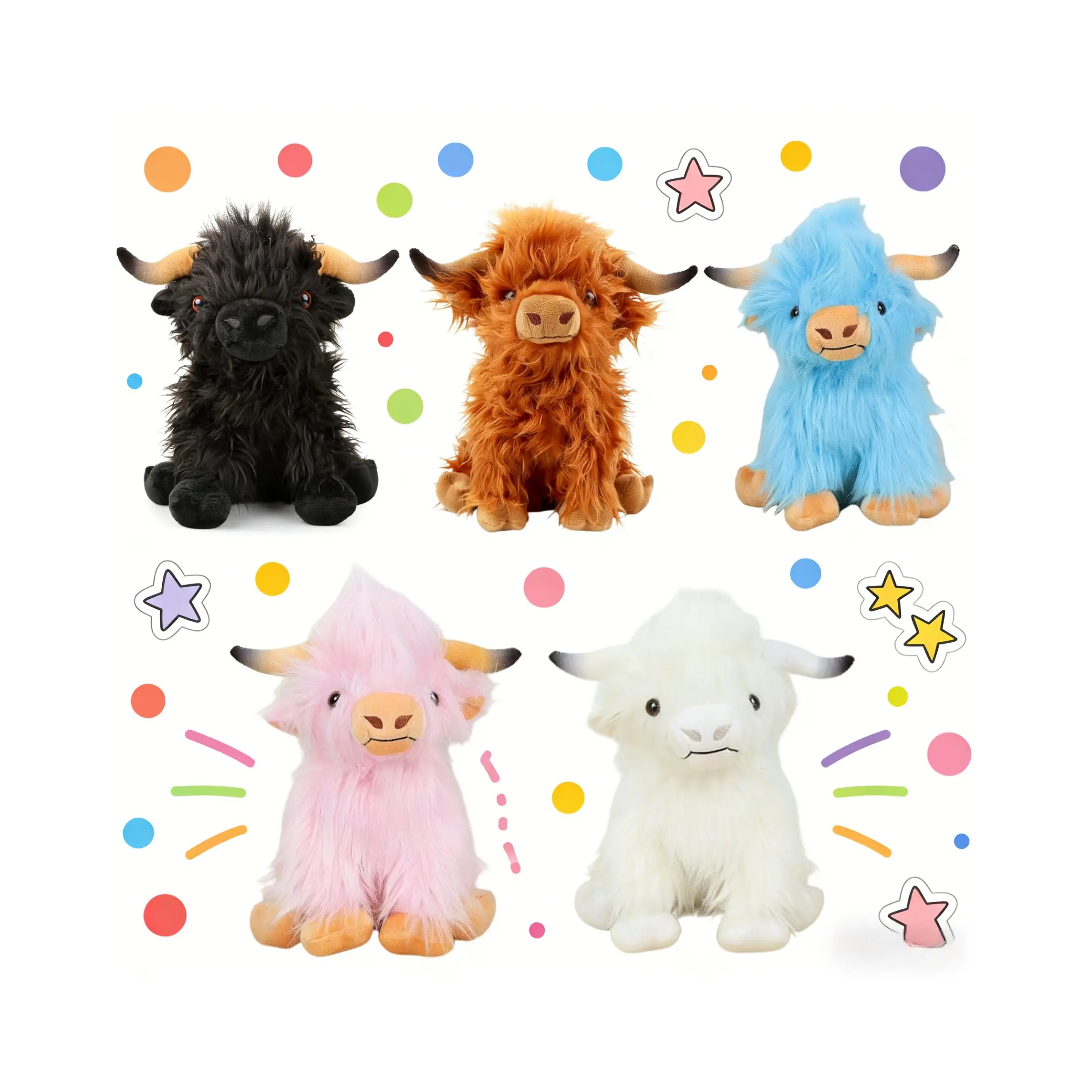 Highland Cow Stuffed Animal Scottish Fluffy Plush Toy Cute Soft Farm Plushie Gift for Kids Adults Christmas Birthday Easter
