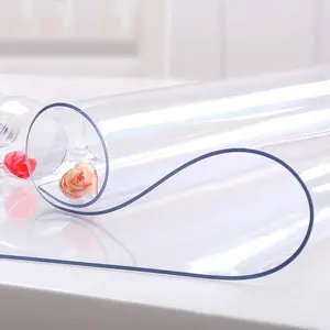 1.5Mm transparent PVC tablecloth, resistant to 120 ℃ high temperature cycling test, commercial-grade waterproof, oil-proof, not easy to discolor or deform plasticized  soft  glass  table  protector desk pad tablecloth