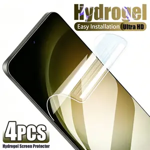 4 Pcs HD Hydrogel Film Screen Protector, Suitable for Samsung Galaxy S26 S23 S24 Ultra S25 Edge Plus S21 S20 FE S22+ S10 S10+ S23+ Note 20 Ultra 10 Plus, Flexible Soft Film, Non-Tempered Glass, Full Coverage, Anti-Fingerprint, HD High Transparency