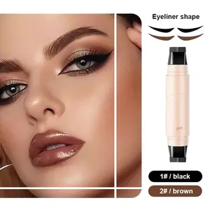 Eyeliner Pen Liquid Eyeliner Stencil Set Waterproof Natural Cat Eye Dual-Head Design Long Lasting Smudgeproof Foldable Eye Stencil Makeup Tool Black Brown