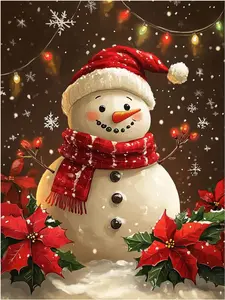 Christmas Paint by Numbers for Adult, Snowman Paint by Numbers Kit for Adults Beginners, DIY Christmas Acrylic Painting on Canvas for Home Wall Art Decor