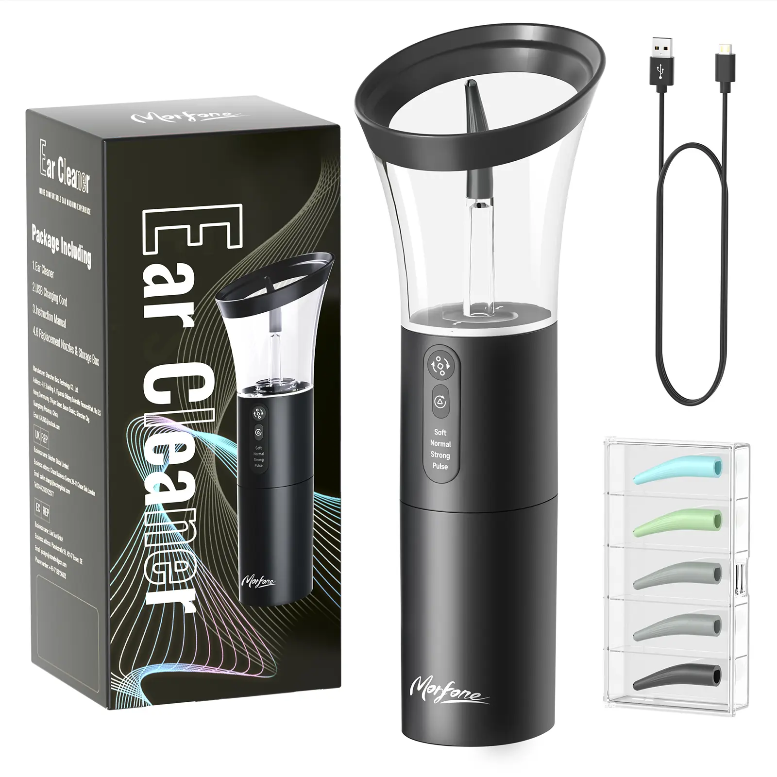 Morfone [Upgraded Version] Electric Ear Wax Removal Tool, Safe & Effective Ear Cleaner, Rechargeable, IPX6 Waterproof, Convenient, Ear Care Gifts