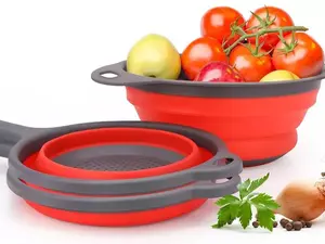 3pc Foldable Heat-Resistant Collapsible Strainer Set – Compact Colanders for Rinsing & Draining