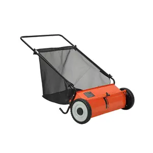 Heavy-Duty 26-Inch Push Lawn Sweeper – 4 Reinforced Brushes – Adjustable Height, Large 7 Cu.Ft Push Mower – Durable Steel Frame, Rubber Wheels – Efficient Leaf, Grass & Debris Collection