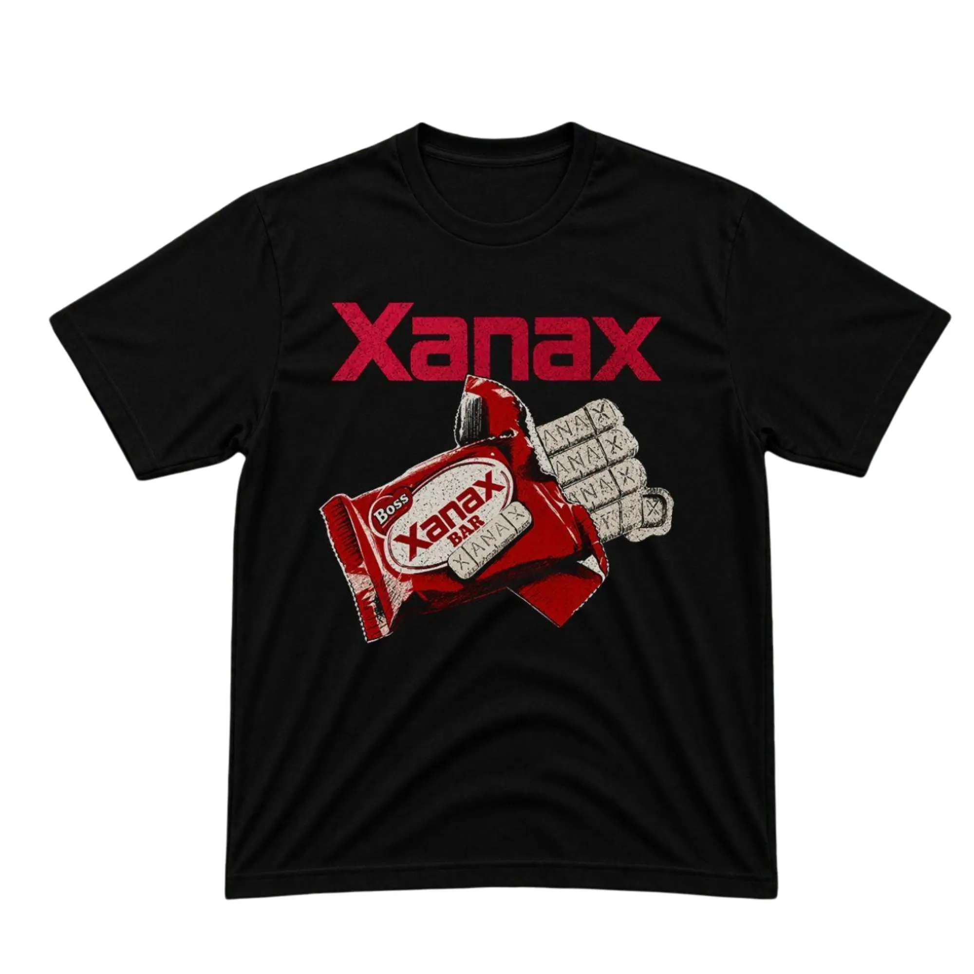 Vintage Boss Xanax Bar Graphic Tee, Streetwear Heavyweight Graphic T-Shirt, Unisex Vintage Graphic Tees Gothic Grunge Y2k Emo Scene Amity Affliction Style Clothes Men Women Streetwear  Menswear