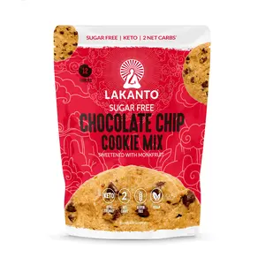 Lakanto Sugar Free Chocolate Chip Cookie Mix - Sweetened with Monk Fruit Sweetener with Erythritol, Gluten Free, Keto Diet Friendly, Vegan, 2g Net Carb, Almond Flour, Sea Salt, Healthy Snack (12 Cookies)