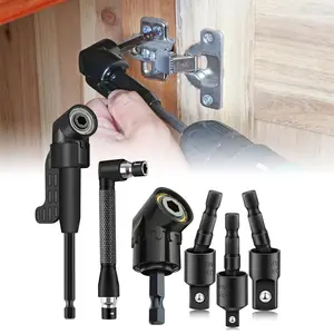 VAYWET 6pcs Right Angle Drill Bit Accessory Set, Including 3 360° Rotatable 1/4, 3/8, 1/2 Inch Impact Grade Socket Adapters, 2 105° Hex Shank Angle Drill Adapters 90° Bevel Drill Bit Flexible Shaft Set Versatile Drilling Accessories for Home Improvement