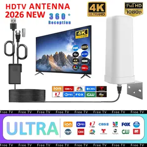 Professional HD Digital TV Antenna, Capture Local Channels, 300 Mile Signal Reception, Free Local TV Viewing, Outdoor Setting, Includes 16ft Coaxial Cable