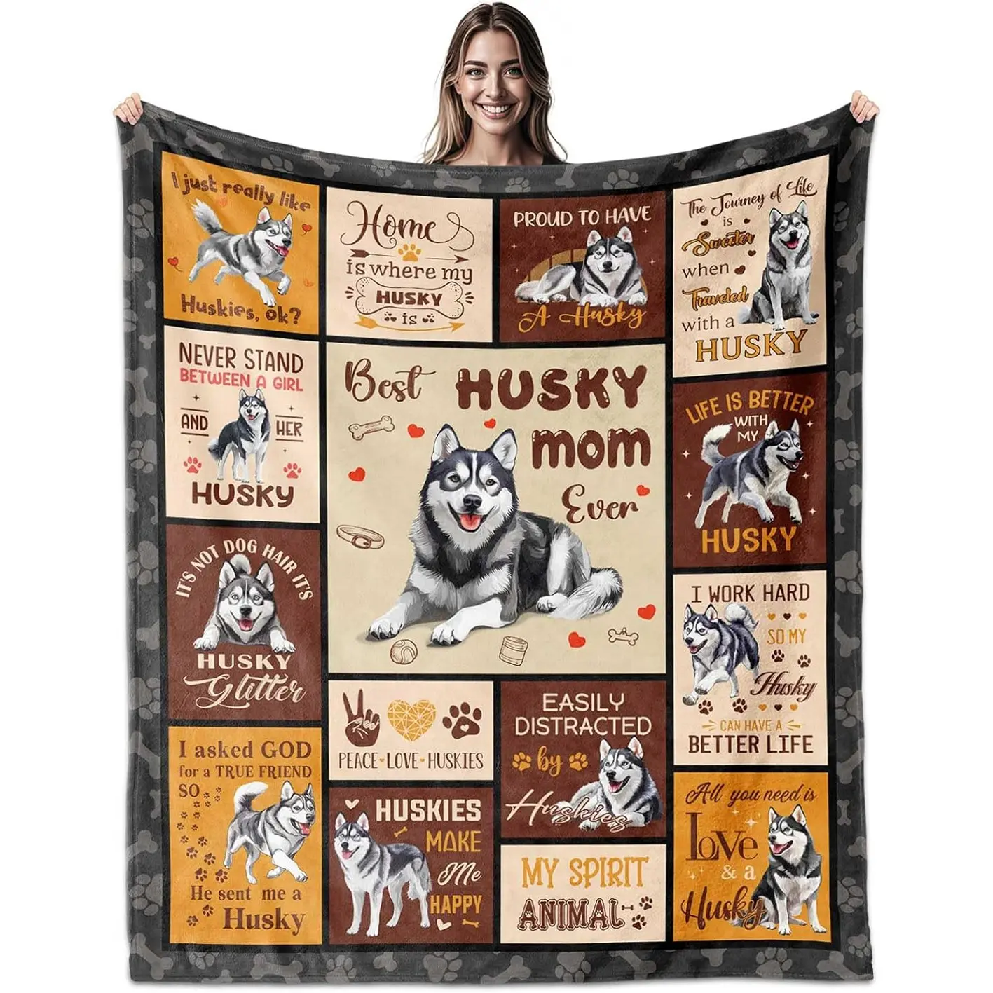 1pc Husky pattern gifts for women, Siberian Husky blankets, Siberian Husky decorative blankets, flannel blankets for Husky owners and enthusiasts.