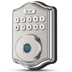 52HZ Fingerprint Door Lock, Keyless Entry Door Lock with Code, Voice Guidance Electronic Keypad Deadbolt Smart Locks for Front Door, Anti-Peeping Password, Auto Lock, Easy to Install, Black