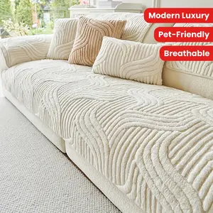 Plush Anti-Slip Sofa Cover, Sofa Slipcover, Modern Luxury Wear-Resistant Warm Comfortable Pet-Friendly Living Room Soft Sofa Protector, Couch Sofa Protector