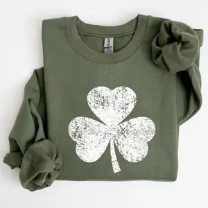 Vintage Shamrock Graphic Sweatshirt for St Patrick's Day, Unisex Pullover for Men and Women, Classic Cotton Top, Apparel Made In The USA		