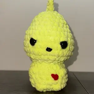 Handmade Christmas Meanie Stuffed Animal Yellow with Heart Detail Soft Toy