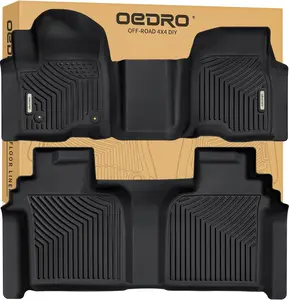 YITAMOTOR Floor Mats(Multi Styles) for 2019-2025 Chevrolet Silverado 1500/GMC Sierra 1500 & 2020-2025 Chevy Silverado/GMC Sierra 2500HD/3500HD - Black, TPE Floor Liner Truck Interior Vehicle Car Accessories Autos Protector Automotive