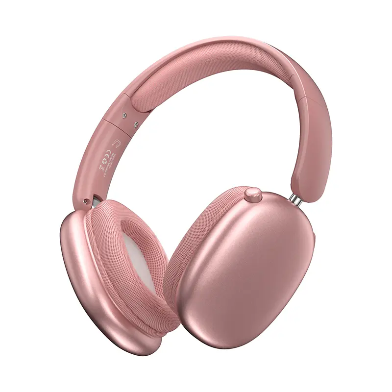 Pink Over-Ear Headphones Bluetooth - Bluetooth Headset Wireless Headphones, Hi-Res Audio, 48H Long Battery Life, Foldable Design, Built-In Mic, Ideal for Sports, Office Work, Compatible with iOS, Android, PC Devices