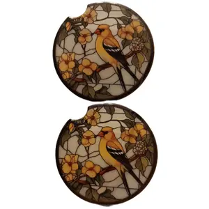 Stained Glass Bird Car Coaster Set