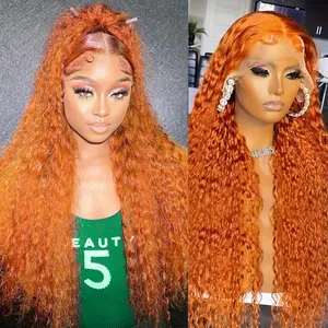 Ginger Wig Human Hair 13x6 Ginger Deep Wave Lace Front Wig Human Hair 200% Density Pre Plucked 350 Deep Curly Hd Lace Front Wigs for Women