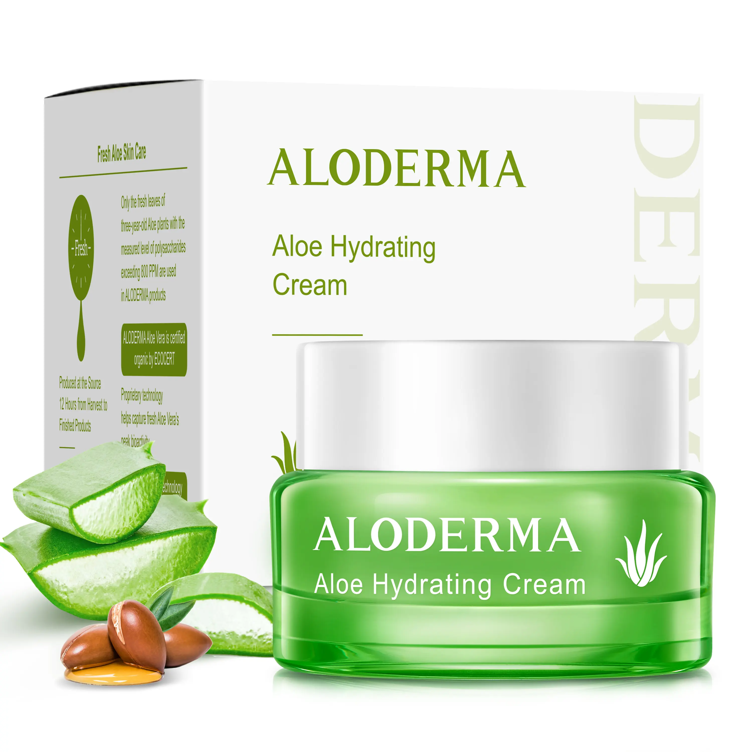 ALODERMA Hydrating Face Cream, 70% Organic Aloe Vera Moisturizer with Hyaluronic Acid & Shea Butter - Rejuvenating Skin Repair for Dry, Sensitive Skin, Vegan, 1.7 oz, Oat, Lightweight, Radiant Skin