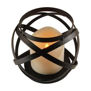 LumaBase Intertwined Metal Lantern with LED Flameless Candle