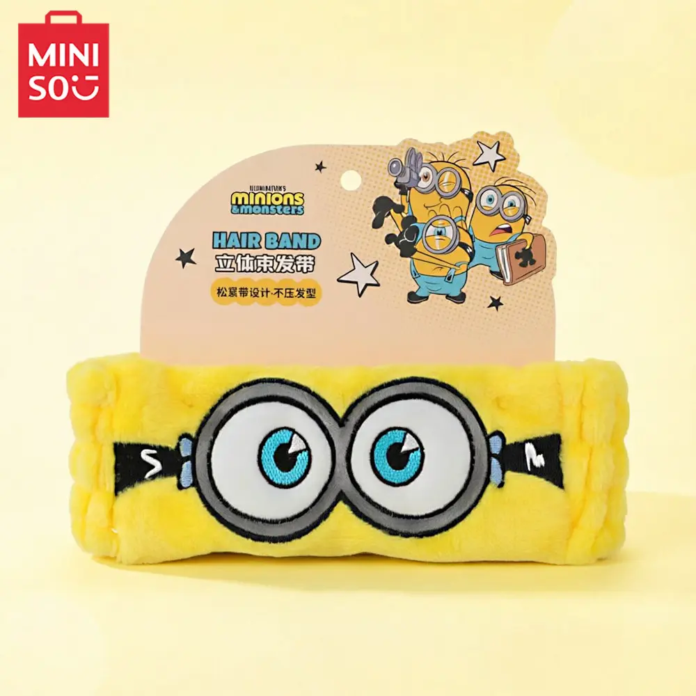 MINISO Minions & Monsters Series 3D Hair Headband - Women's Soft Elastic Spa Headband, Cute Stereo Holder for Daily Makeup, Back to School