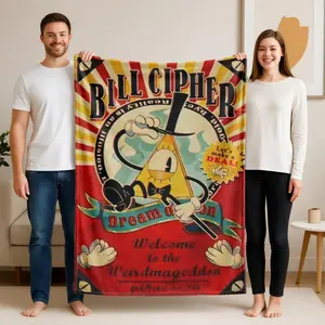 1 piece Bill Cipher and Gravity Falls themed flannel blanket - Modern-style flannel blanket, suitable for sofas and beds, all-season use, super soft and comfortable, digital printing, 100% polyester material, machine washable, suitable for home and
