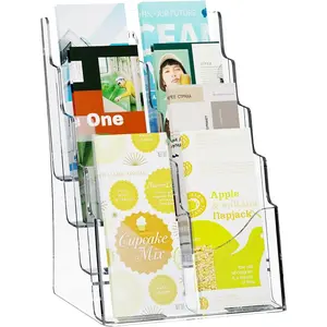 VEVOR Acrylic Brochure Holder 8.5x 11 inch, 4-Tier Clear Acrylic Literature Display Stand, Plastic Literature Organizer Flyer Stand Removable Divider for Office Exhibition, Countertop or Wall MountVEVOR Super Brand Day