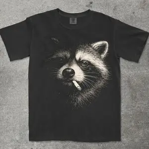 Smoking Raccoon Shirt, Vintage Y2K Grunge Raccoon Graphic Tee, Funny Raccoon Face Shirt, Comfort Colors Edgy Meme T Shirt, Gift for Raccoon Lovers
