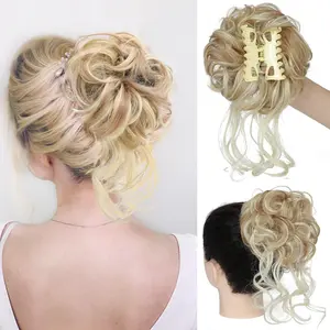Natural Fluffy Long Beard Hair Wig Grab Clip Ponytail Extension Lazy Style Bun for Women Quick Style Plate For Daily Use