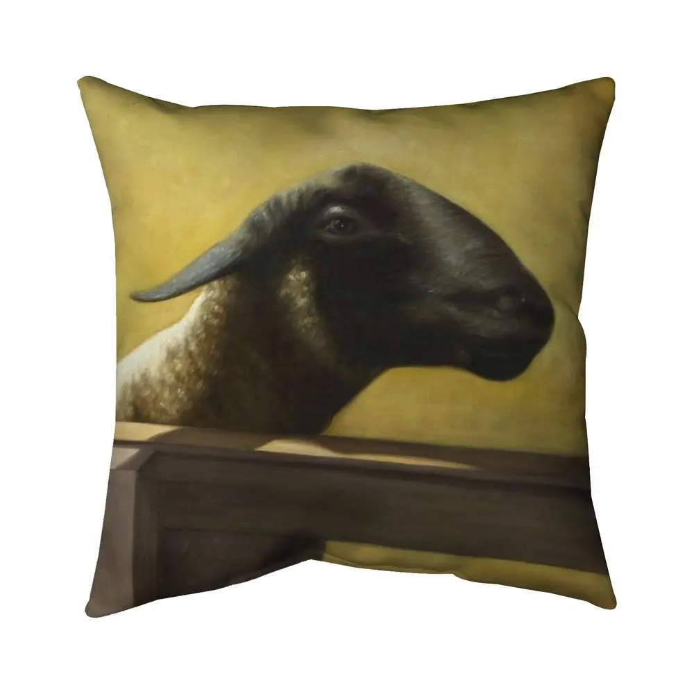 360 Stand 16x16 in. Young Ram Farm Animal Throw Cushion - Western Style Home Decor Pillow with Polyester Insert (Model 5541-1616-AN519), Animal Standard Pillows, Rustic, Poly Twill, Vibrant Illustration, Animal Motif