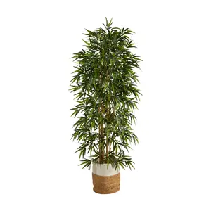 Nearly Natural 6-ft Artificial Bamboo Tree withBasket