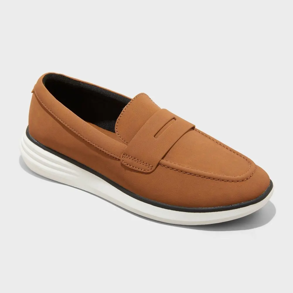 Men's Kobi Hybrid Loafer Sneakers - Goodfellow & Co Cognac 7: Cushioned Footbed Memory Foam