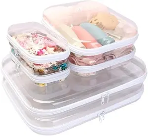3/6 Pack Clear Zipper Case Transparent Plastic Pencil Case Personal Care Storage Case Portable Travel Organizer Hard PVC Shell  Waterproof  Multifunctional Storage for Makeup,Personal Care Items, Pencils,Toys & Underwear Perfect Holiday Gift for Festival