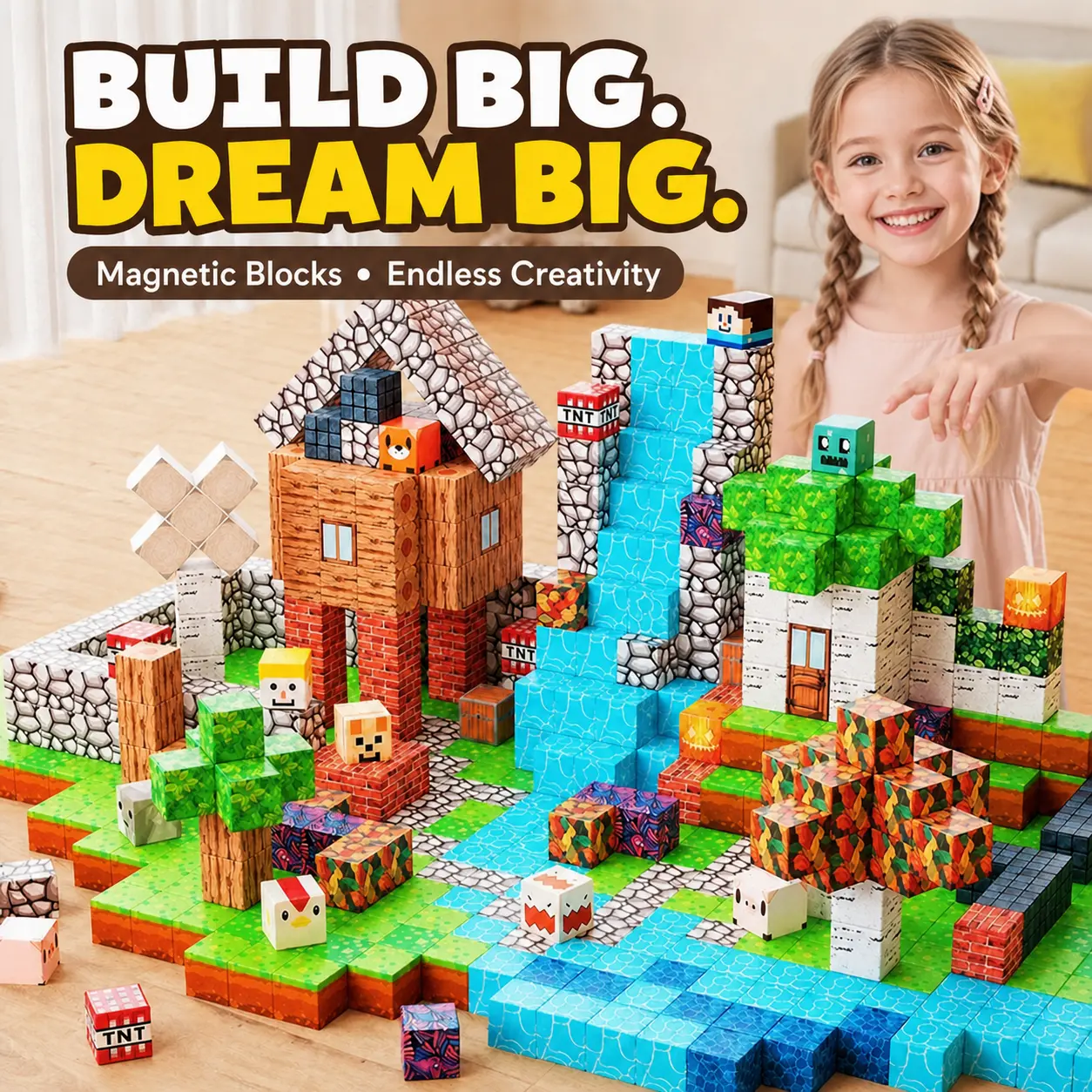 Magnetic Building Blocks, Classic Novelty Building Toys for Kids, Creative Construction Play Set for Early Learning Development