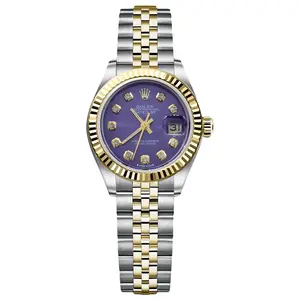 Rolex Lady-Datejust 26 Stainless Steel & 18k Yellow Gold Aftermarket Purple Diamond Dial Ref. 69173 WHP040290